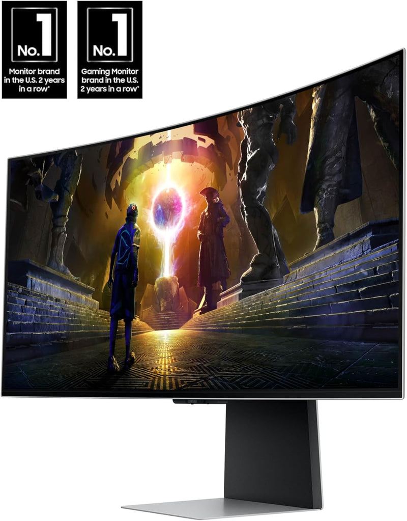 شاشة ألعاب سامسونج Odyssey QD-OLED G8 المنحنية مقاس 34 بوصة