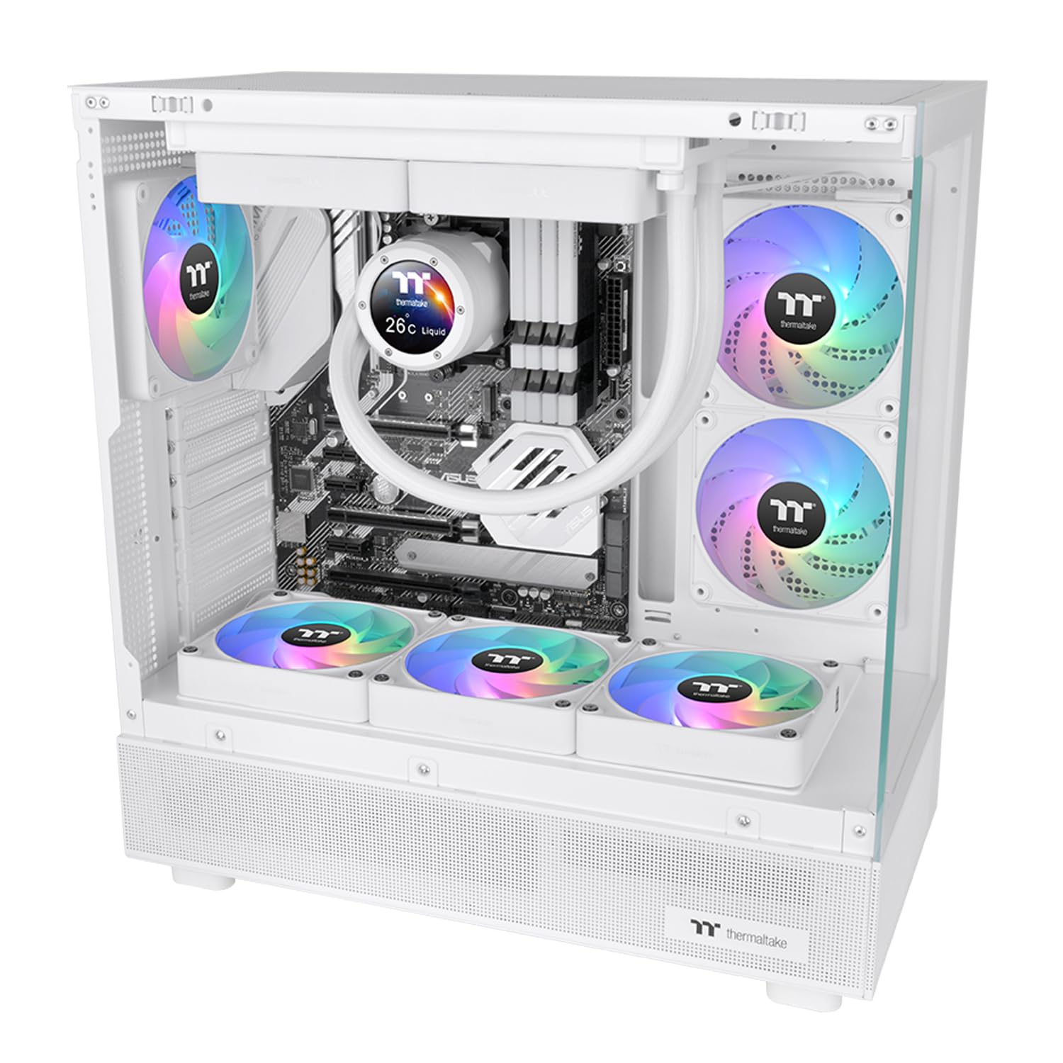 Thermaltake CT120 EX ARGB Sync PC Cooling Fan White (3-Fan Pack), Magnetic Connection, 5V Motherboard Sync, 16.8 Million Colors 9 Addressable LEDs, 120 mm Case/Radiator Fan