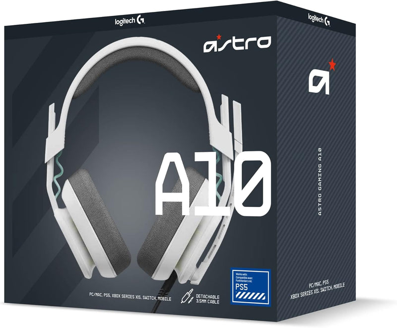 سماعة الألعاب السلكية Logitech Astro A10 Gen 2 مع ميكروفون قابل للطي لكتم الصوت - لأجهزة إكس بوكس ​​وبلاي ستيشن ونينتندو سويتش والكمبيوتر الشخصي وماك