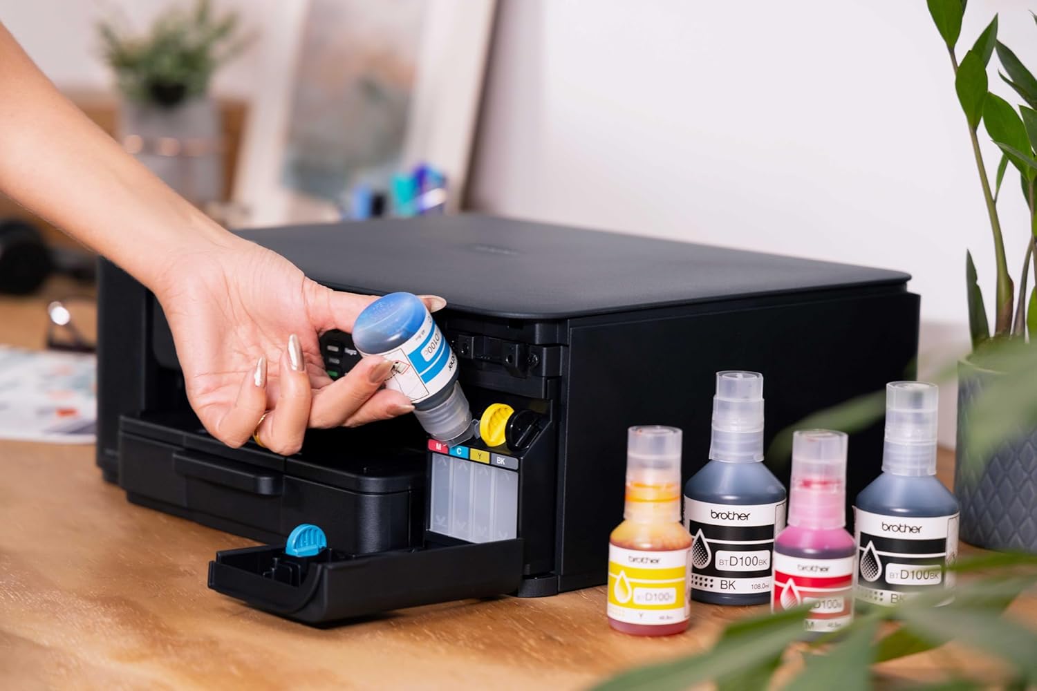 Brother DCP‑T530DW Wireless Ink‑Tank All‑in‑One Printer – Print/Scan/Copy, Duplex, Wi‑Fi, High‑Yield Ink, Compact Design