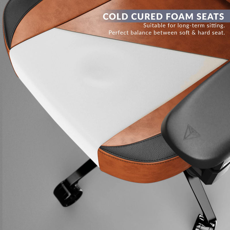 Cybeart | Vintage (Brown) Gaming/Office Chair | 4D Armrest | Inbuilt Lumbar Support | Supreme PU Leather, Ergonomic, Recline & Tilt