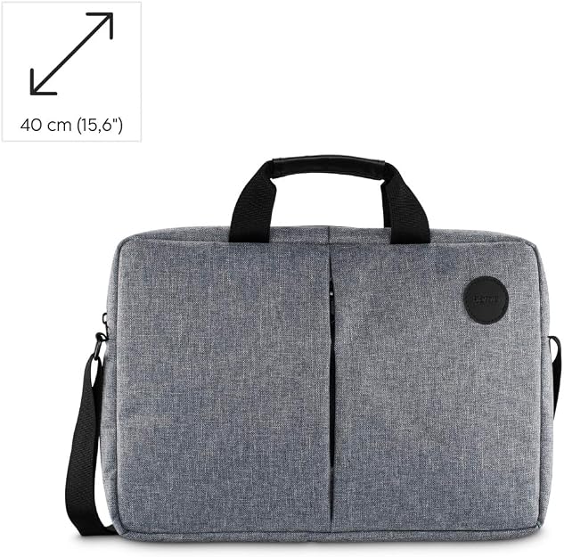 Hama Genua Laptop Bag for 15.6" Laptop , Padded Laptop Compartment , Organizer Pocket , Adjustable Shoulder Strap , Trolley Strap , Polyester,| Grey