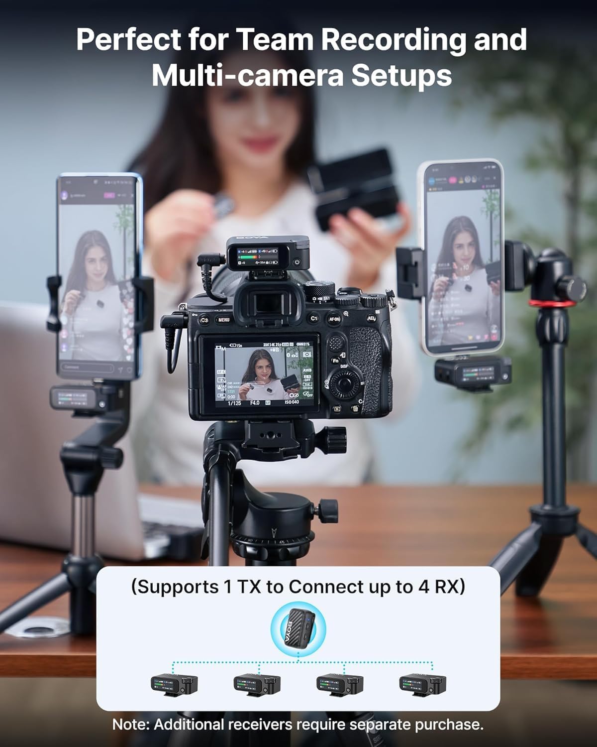 BOYA BOYAMIC 2 Wireless Microphone System – for iPhone 15/16 , Android, PC & Camera, AI Noise Cancellation, 32-bit Float Internal Recording, AMOLED Touchscreen, 984ft Range, 54h Battery with Charging Case, Clip Mic Included