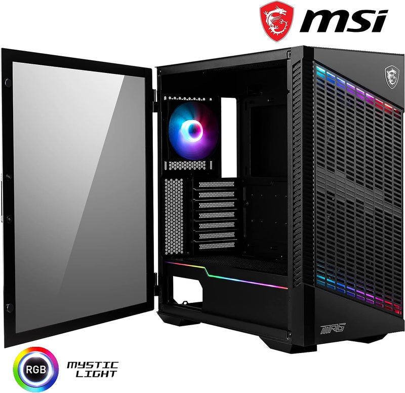 MSI MPG Velox 100P Airflow Mid-Tower PC Case - E-ATX Motherboard Capacity, Tempered Glass Door, Optimized for Airflow