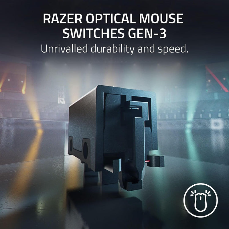 ماوس الألعاب Razer DeathAdder V3 HyperSpeed ​​Wireless Esports، خفيف الوزن 55 جرام، مريح وناعم الملمس، بطارية تصل إلى 100 ساعة، مفاتيح بصرية من الجيل الثالث، مستشعر بصري Focus X 26K - أسود