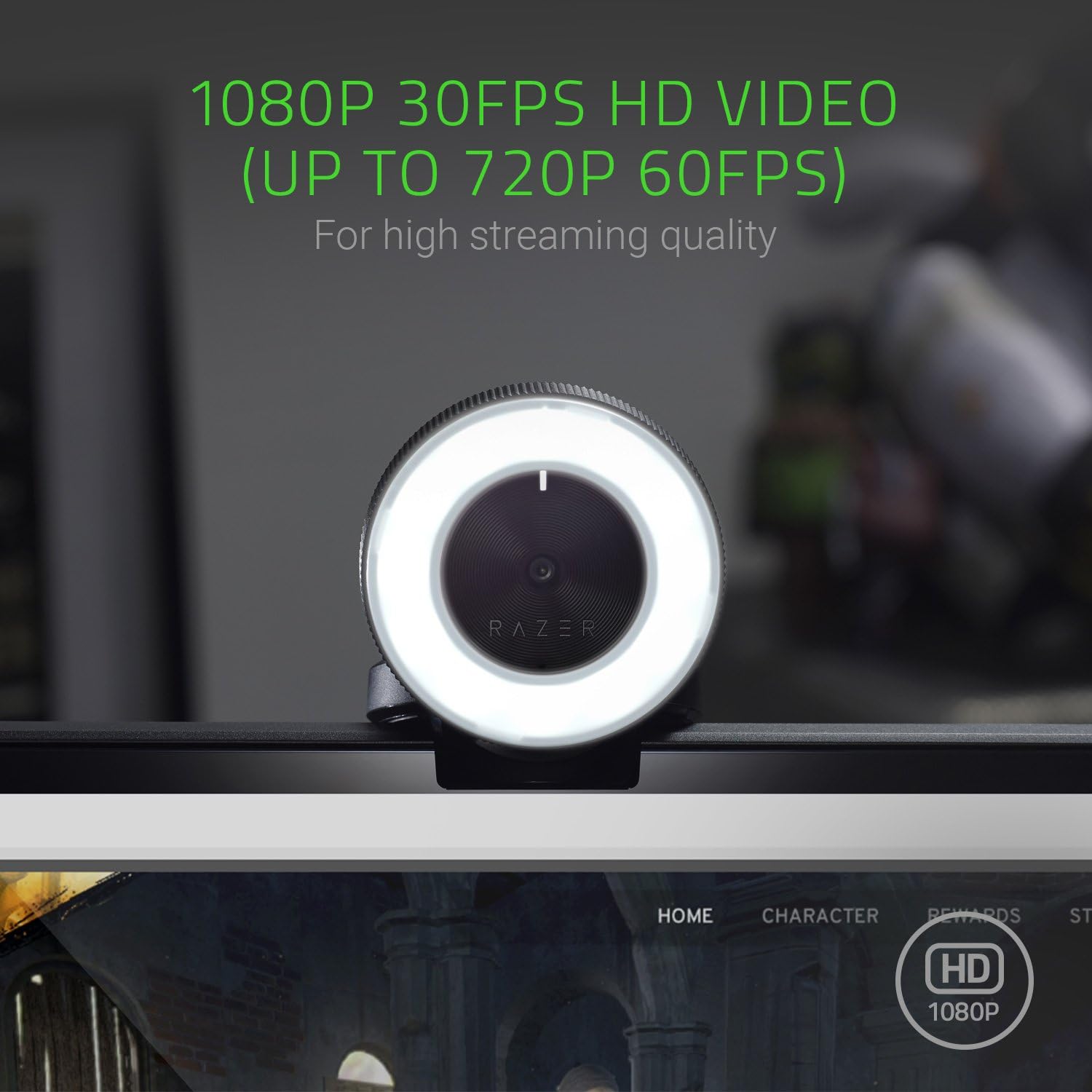 Razer Kiyo Streaming Webcam: 720p 60 FPS Ring Light w