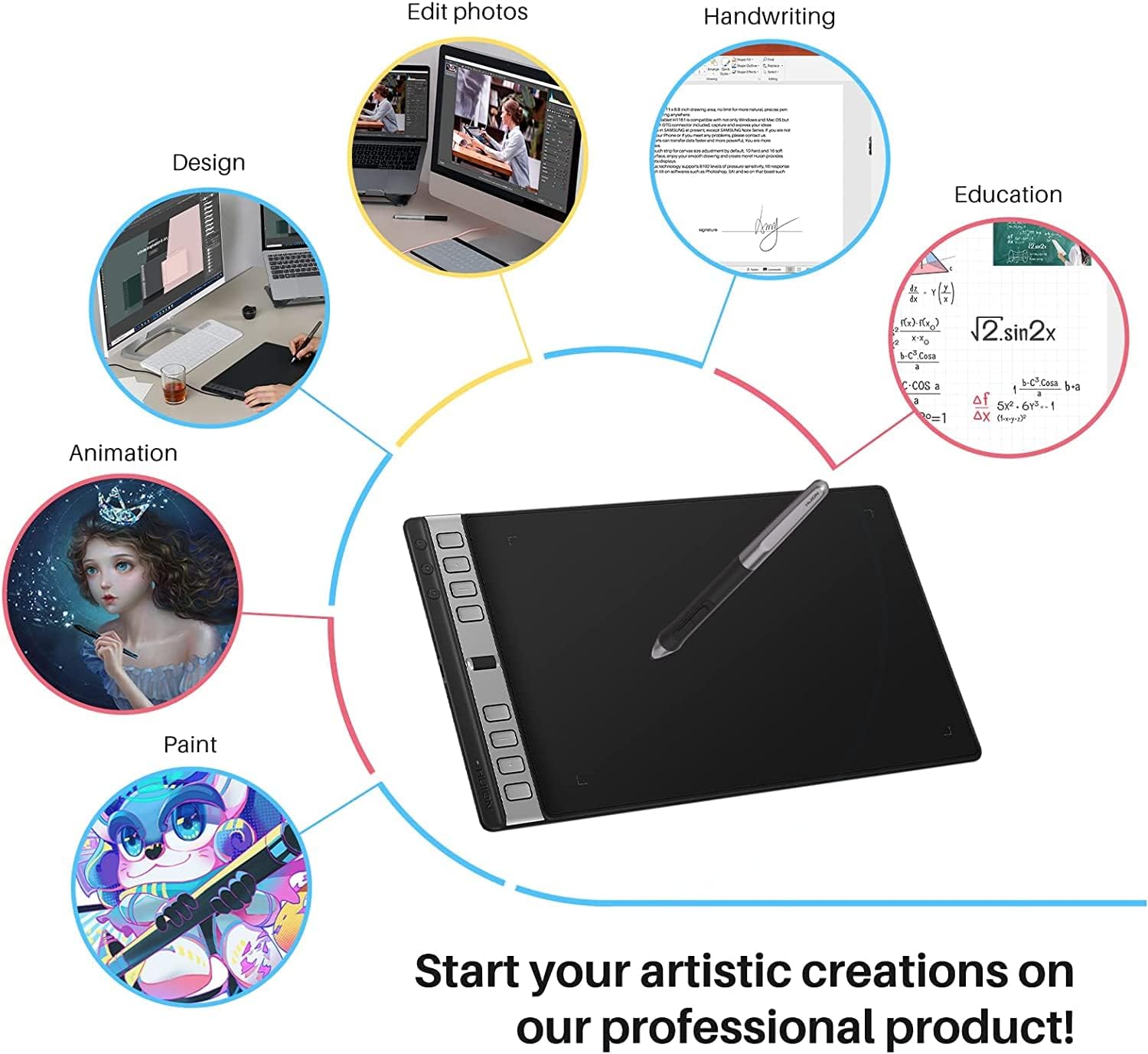 HUION 2023 New Inspiroy 2 L H1061P Graphics Tablet with 3 Group Keys + Scroller and Battery-Free Pen PW110, 10.5 x 6.56 inches Pen Tablet for Mac, Windows, Chrome OS, Harmony OS, Linux & Android