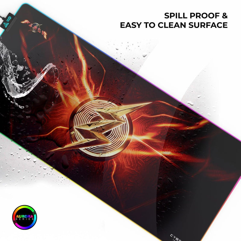 Cybeart | The Flash Gaming RGB Gaming Desk Mat (XXL - 900x400x4mm) | Waterproof, Never Slip Base, RGB LED, Esports Grade