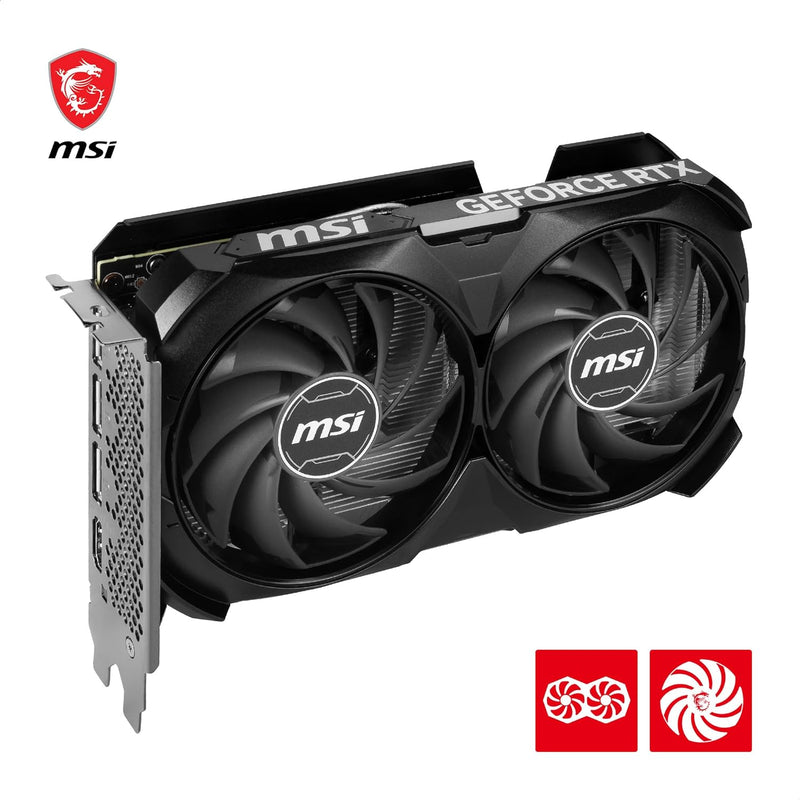 MSI GeForce RTX 4060 Ti VENTUS 2X BLACK 16G OC Graphics Card - RTX 4060 Ti GPU, 16GB GDDR6 (18Gbps/128-bit), PCIe 4.0 - 2 x TORX Fan 4.0 - HDMI 2.1a, DisplayPort 1.4a