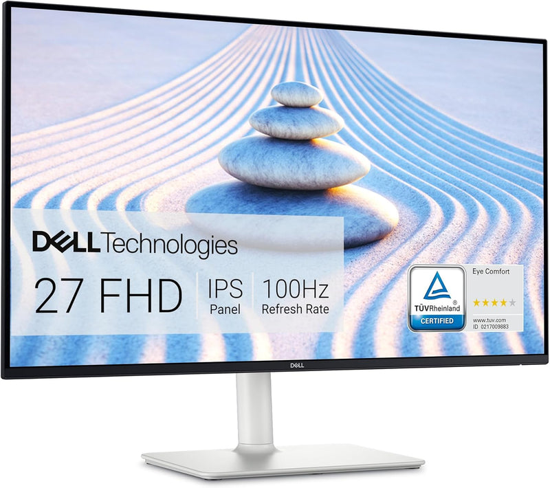 شاشة Dell S2725HS مقاس 27 بوصة، شاشة FHD (1920x1080)، معدل تحديث 100 هرتز، نسبة تباين 1500:1، TÜV Rheinland Eye Comfort 4 Star، مكبر صوت مدمج 2x5 وات، ارتفاع/إمالة/دوران/محور - لون أبيض رمادي