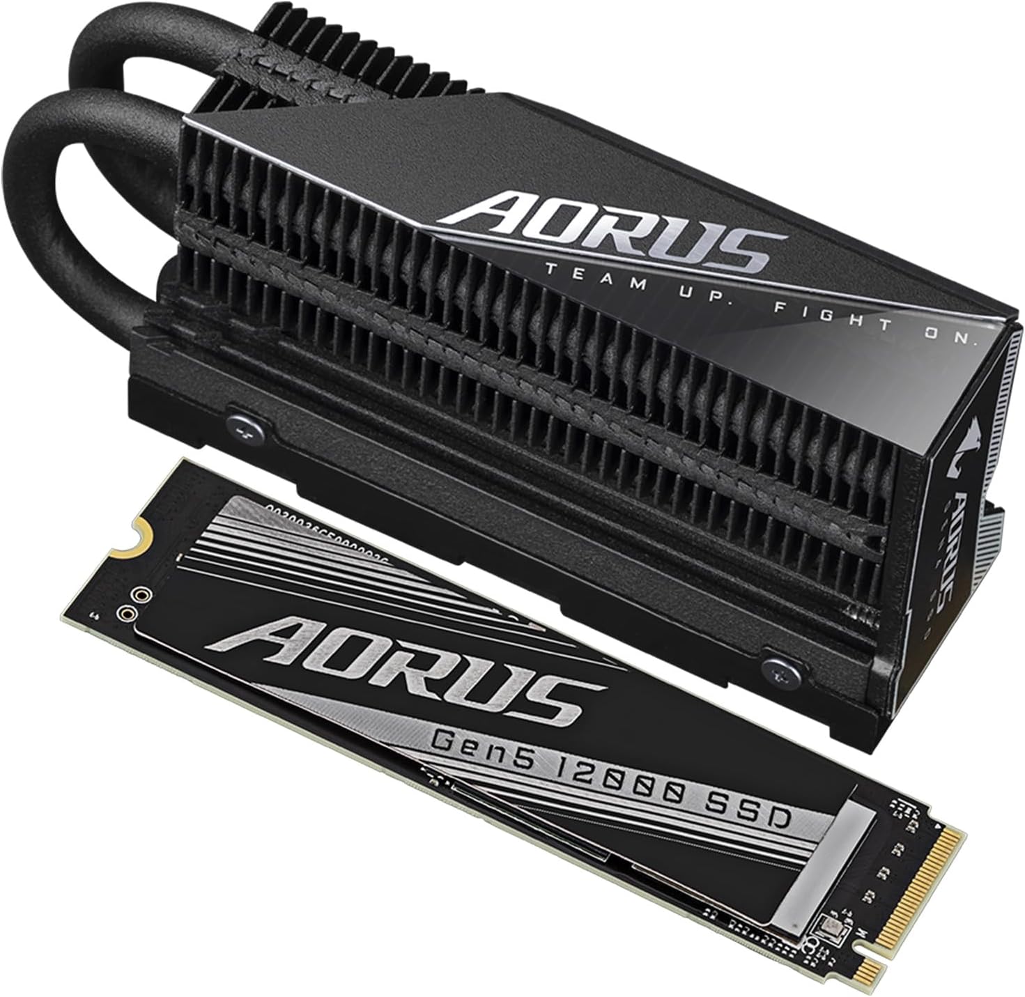 GIGABYTE AORUS Gen5 12000 SSD PCIe 5.0 NVMe M.2 محرك الأقراص الصلبة الداخلي ذو الحالة الصلبة مع سرعة قراءة تصل إلى 12400 ميجابايت/ثانية، وسرعة كتابة تصل إلى 11800 ميجابايت/ثانية