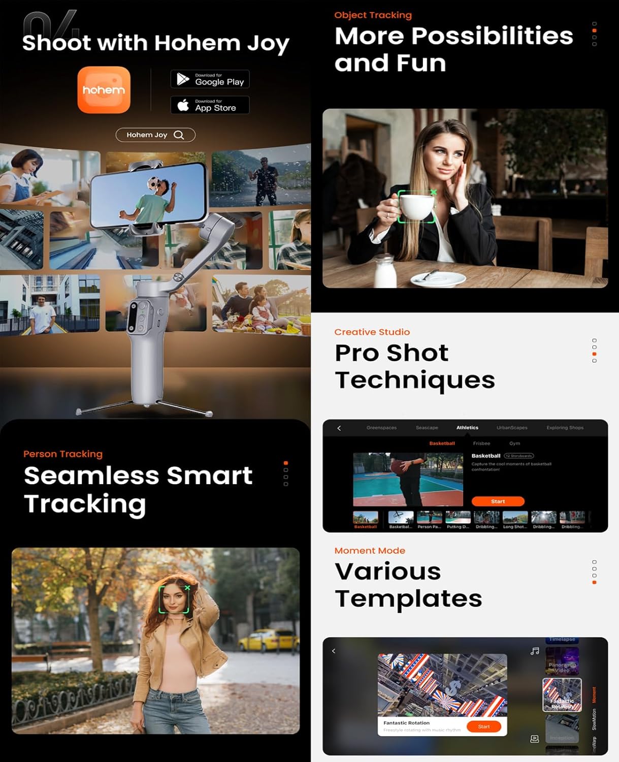 Hohem iSteady X3 مثبت هاتف ذكي للسفر بثلاثة محاور – قابل للطي، جهاز تحكم عن بعد قابل للفصل، إضاءة تعبئة مغناطيسية، عصا قابلة للتمديد، بطارية تدوم 11 ساعة