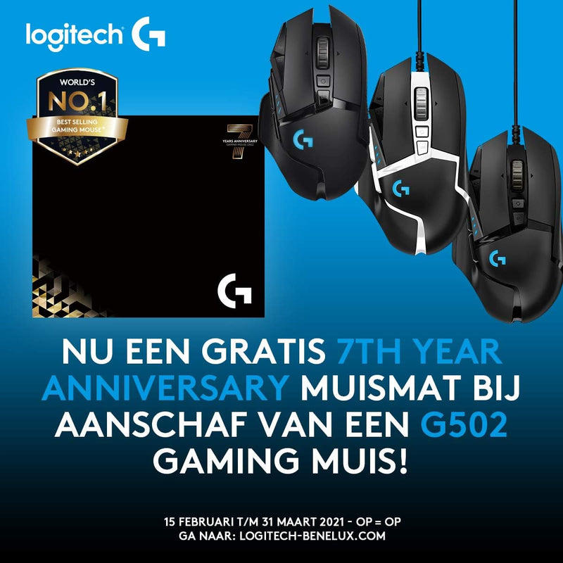 Logitech G502 Hero High Performance Gaming Mouse Special Edition, Hero 16K Sensor, 16 000 DPI, RGB, Adjustable Weights, 11 Programmable Buttons, On-Board Memory, PC/Mac - Black/White