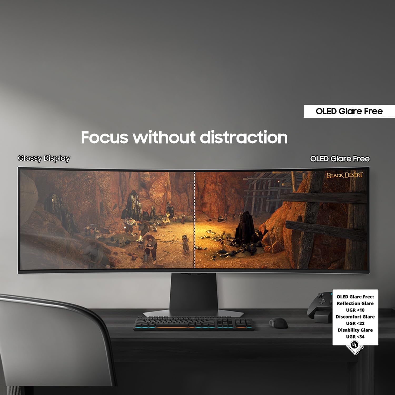 شاشة ألعاب سامسونج Odyssey QD-OLED G8 المنحنية مقاس 34 بوصة