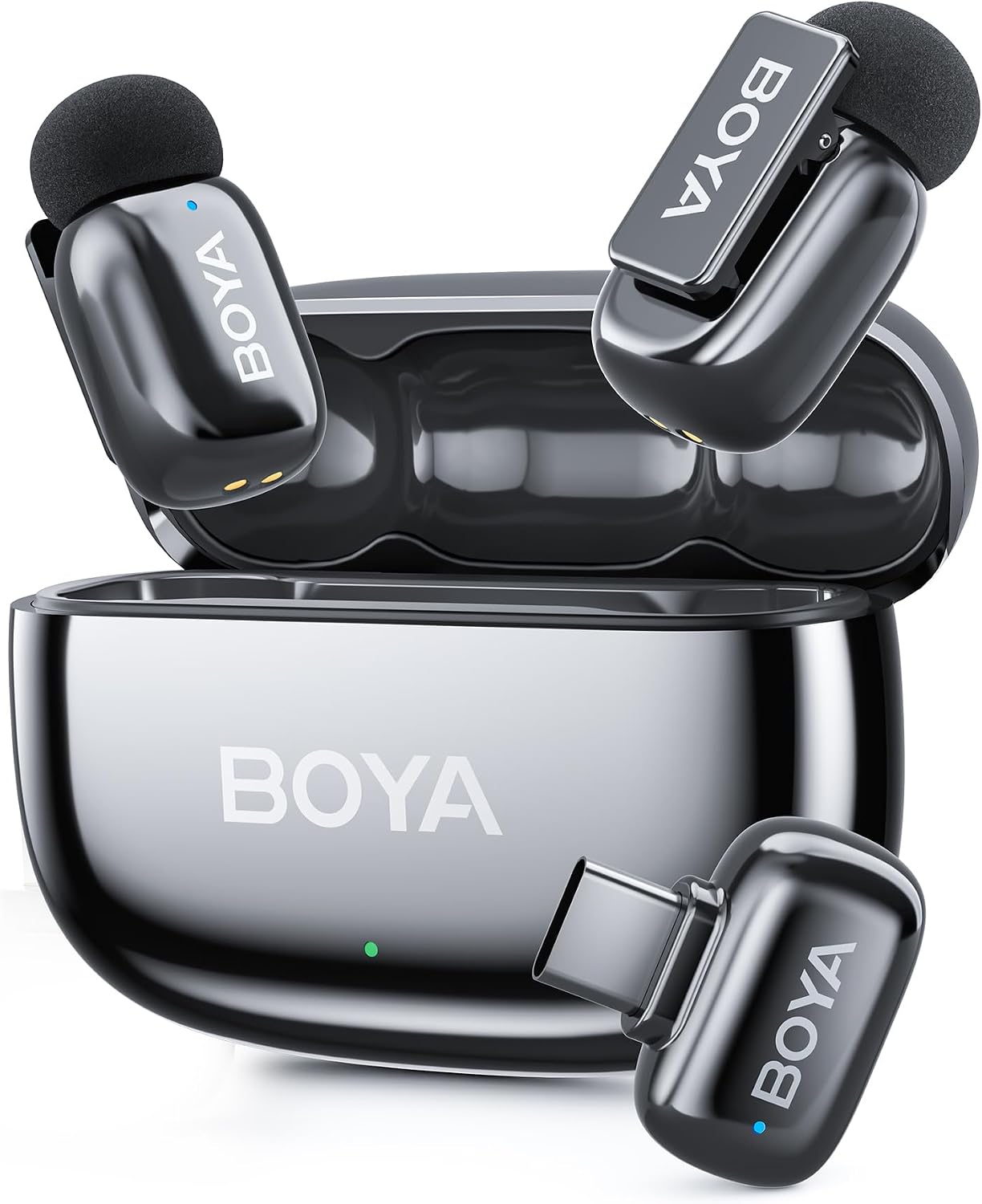 BOYA Mini 2 USB-C Wireless Lavalier Microphone , 48kHz/24-bit Audio , AI Noise Cancellation , 100m Wireless Range , Up to 30H Battery Life , Ultra-Mini Clip-On Mic for Android, iPhone 15/16, TikTok & YouTube – Space Gray