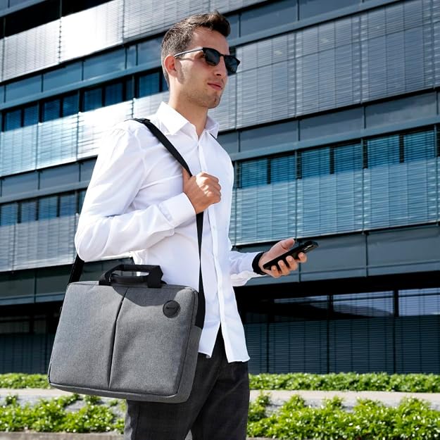 Hama Genua Laptop Bag for 15.6" Laptop , Padded Laptop Compartment , Organizer Pocket , Adjustable Shoulder Strap , Trolley Strap , Polyester,| Grey