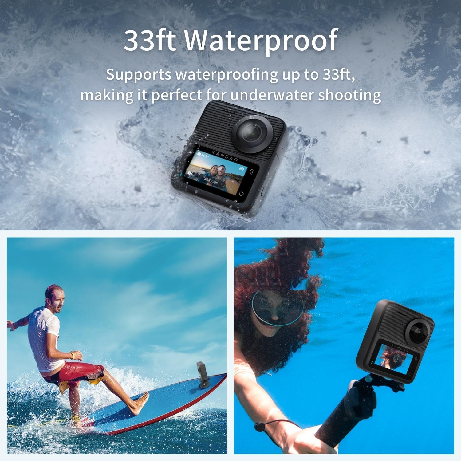 KanDao QooCam 3 Action Camera with Dual 1/1.55" Sensors, 5.7K 30FPS 360 Sports Camera, HDR Video, 62MP Panoramic Photo, DNG8, F1.6 Large Aperture, Stabilization, Waterproof, Superior Night Shot