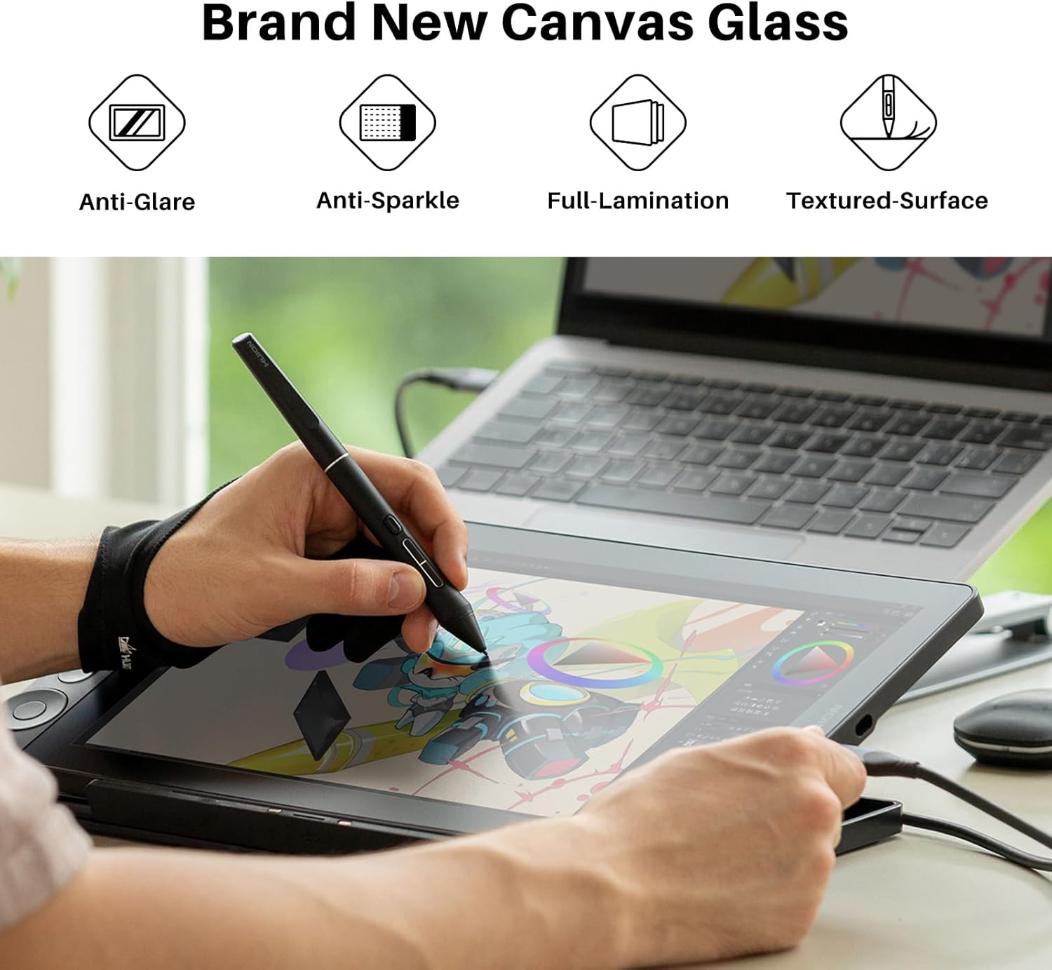 Huion Kamvas 13 (Gen 3) – 13.3″ FHD Pen Display, Anti-Sparkle Laminated Glass, PenTech 4.0 & Dual Dials, 99% sRGB