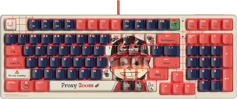 Bloody AT98 Alpha Optical Switch Performance Keyboard - Adjustable Actuation Point, Gaming PBT Keycaps, 7 RGB Backlit Effects