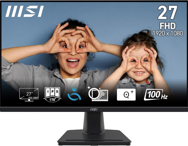 MSI PRO MP275 27-inch IPS 1920 x 1080 (FHD) Computer Monitor, 100Hz, Free-Synch, HDMI, VGA Port, VESA Mountable, Tilt, Speaker, 1ms, Black