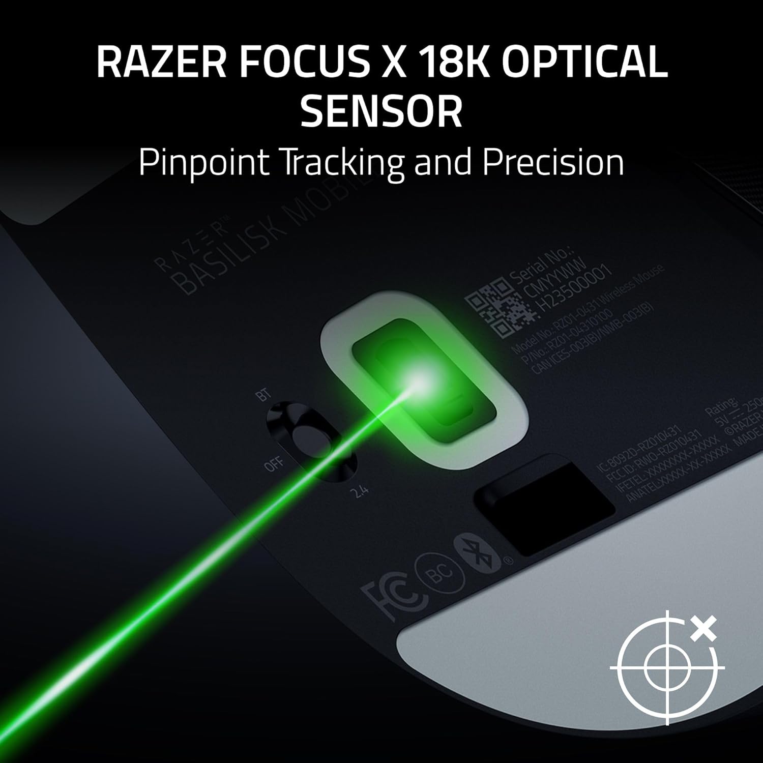 Razer Basilisk Mobile - Small Portable Ergonomic Wireless Gaming Mouse - AI Prompt Master - Focus X 18K Sensor (Tri-Mode Connectivity, Up to 105 Hour, Mouse Switches Gen-3)