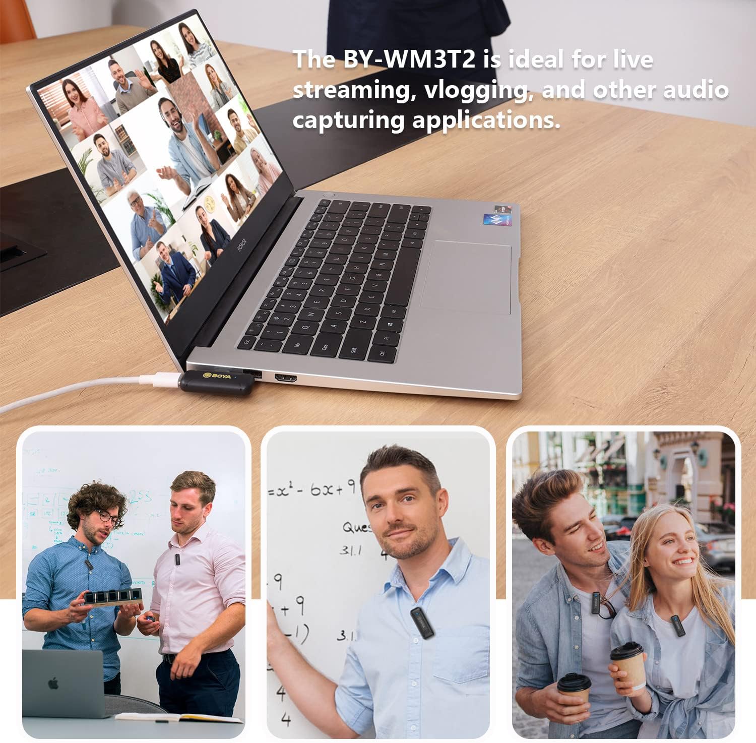 نظام ميكروفون لاسلكي BOYA BY-WM3T2-U2 بتردد 2.4 جيجاهرتز مع جهازي إرسال ومستقبل USB-C - ميكروفون صغير الحجم لأجهزة Android والأجهزة اللوحية وأجهزة USB-C