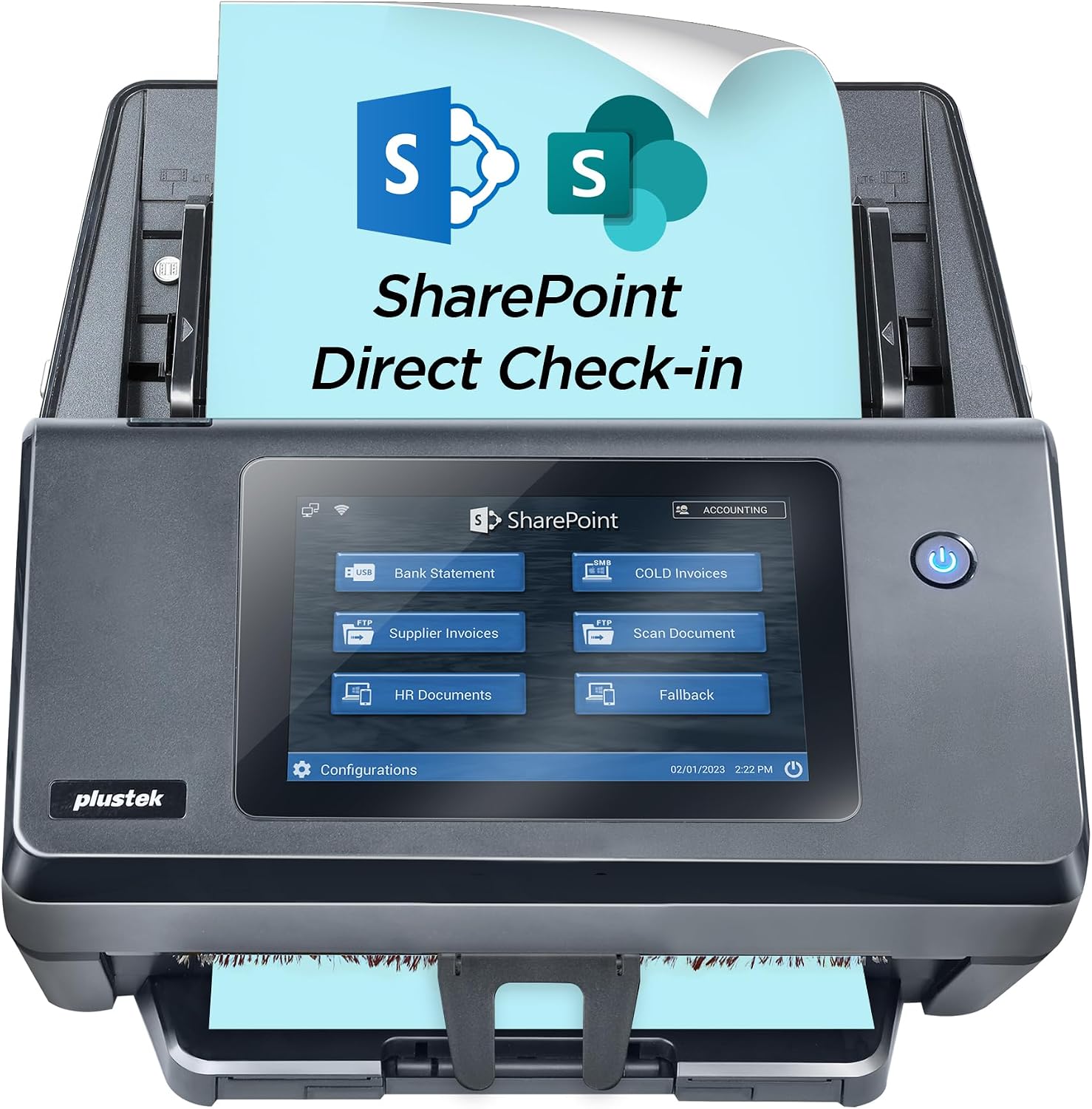 Plustek eScan A450 Pro Standalone Network Document Scanner , 60 ppm / 120 ipm , 7" Touchscreen , 100-Sheet ADF , Built-in OCR , Wi-Fi & Ethernet