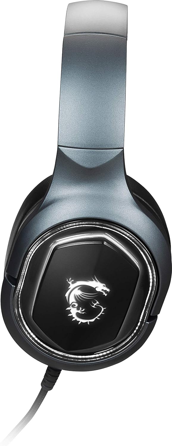 MSI Immerse GH50 Wired Gaming Headset, 7.1 Surround Sound, Foldable Metal Headband, RGB Mystic Light, Carrying Pouch Included, PC/Mac
