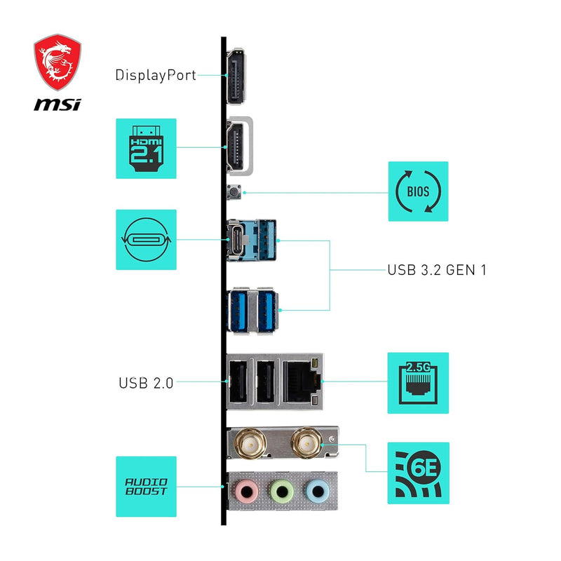 MSI B650M GAMING WIFI Motherboard, mATX - Supports AMD Ryzen 7000 Series Processors, AM5 - DDR5 Memory Boost 7800+ MHz/OC, PCIe 4.0 x16, M.2 Gen4, Wi-Fi 6E