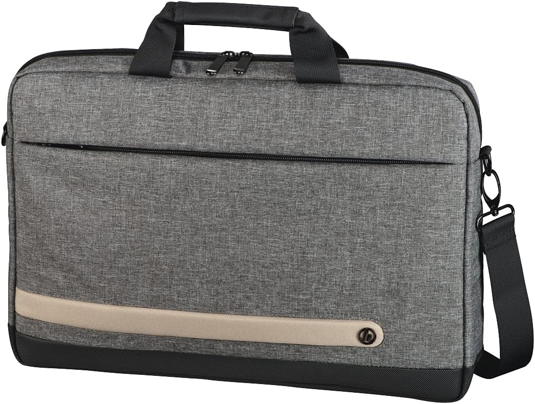 Hama Terra Laptop Bag for 13.3" Laptop , Padded Notebook & Tablet Compartment , Water-Repellent , Recycled Polyester , Adjustable Shoulder Strap , Grey