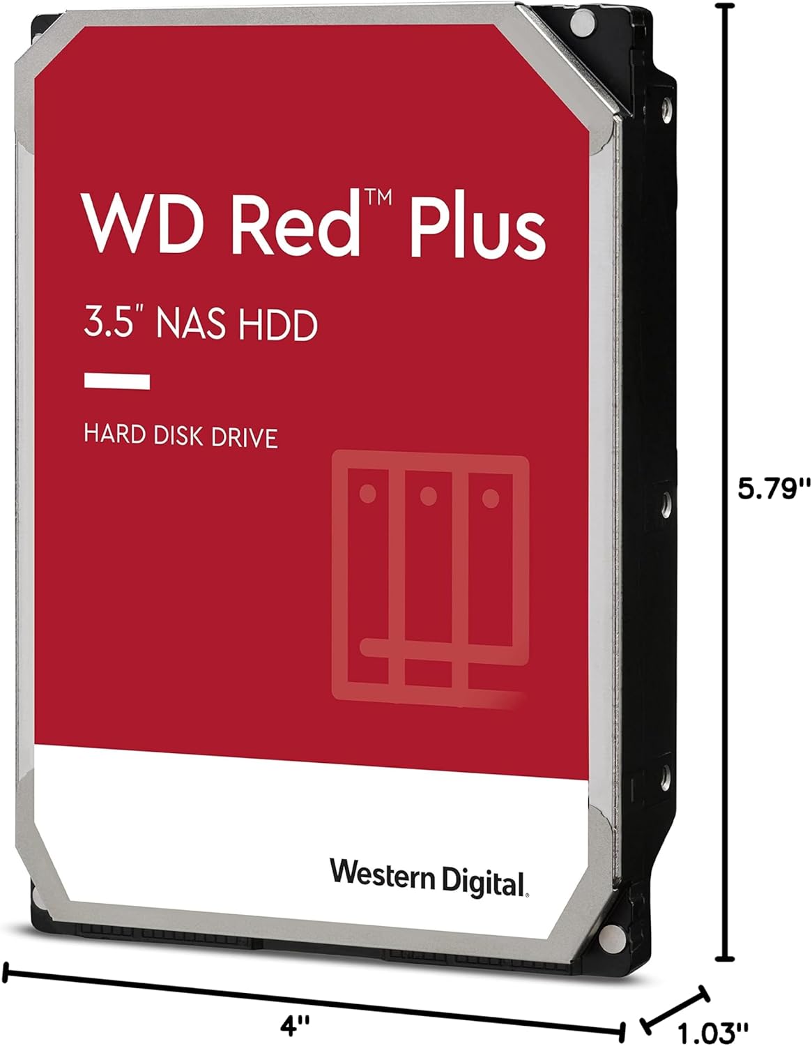 WD Red Plus 6TB NAS Internal Hard Drive, 3.5-Inch HDD, 5400RPM, SATA 6Gb/s, CMR Technology, 256MB Cache, NAS Optimized Storage, Model WD60EFPX