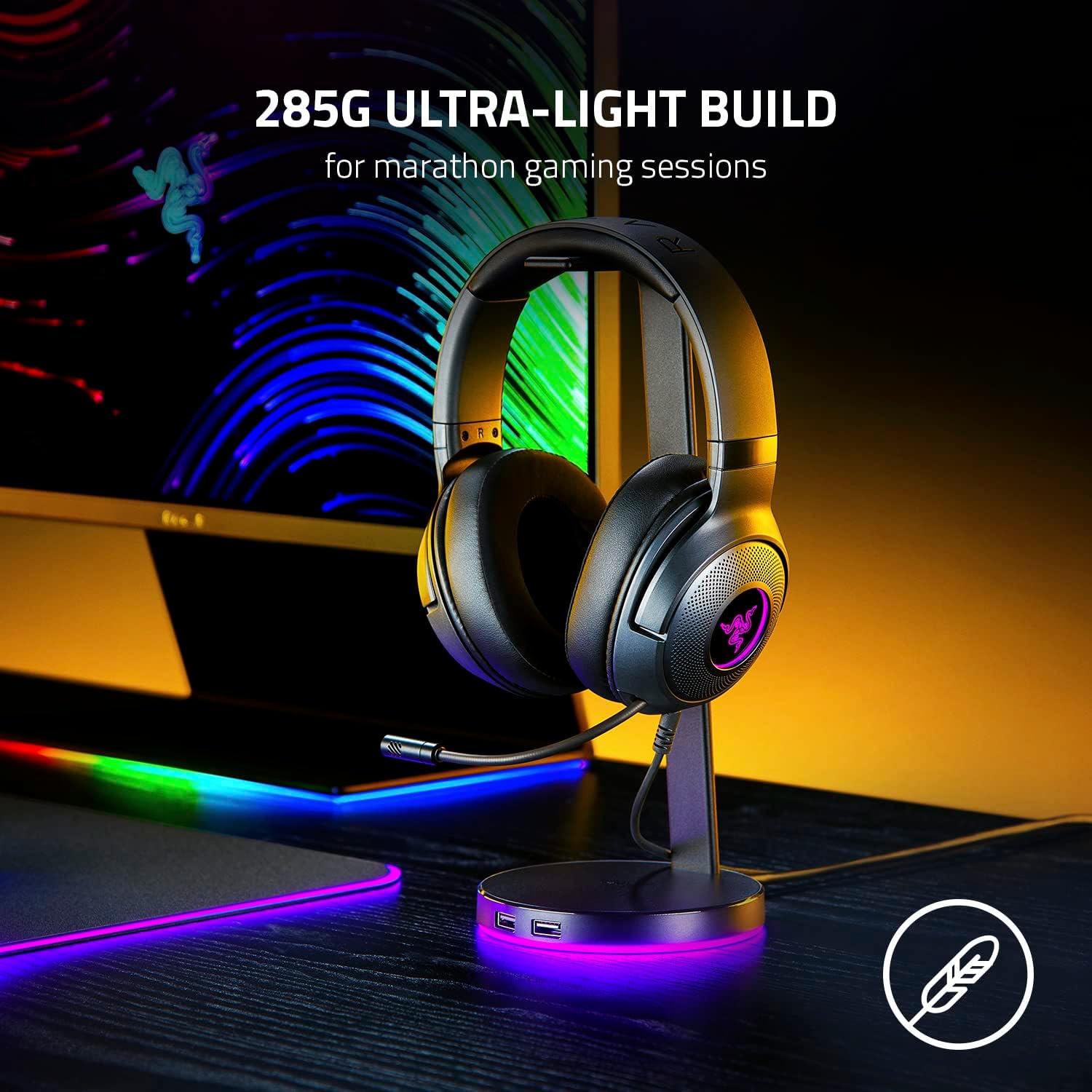 Razer Kraken V3 X Wired USB Gaming Headset: Lightweight Build