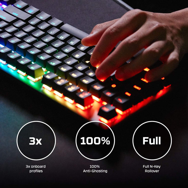 HyperX Alloy Origins - Mechanical Gaming Keyboard, Software-Controlled Light & Macro Customization, Compact Form Factor, RGB LED Backlit - Clicky HyperX Blue Switch
