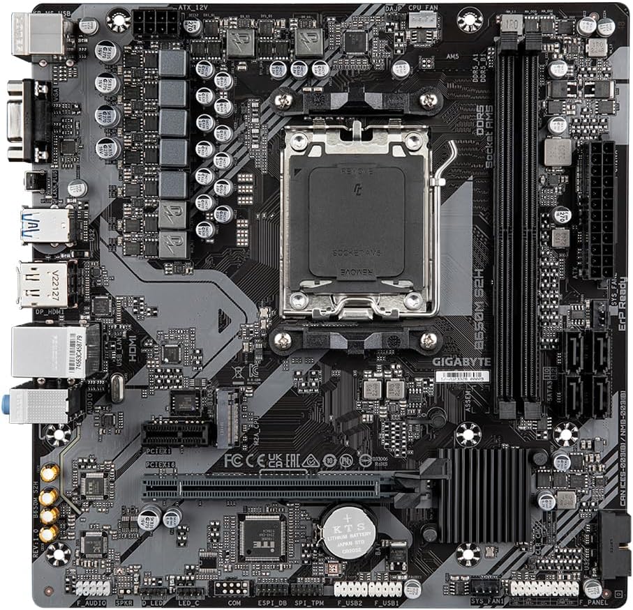 Gigabyte B650M S2H (rev. 1.2) Micro-ATX Motherboard – AM5, DDR5, PCIe 4.0, HDMI/DP, GbE LAN, Smart Fan 6