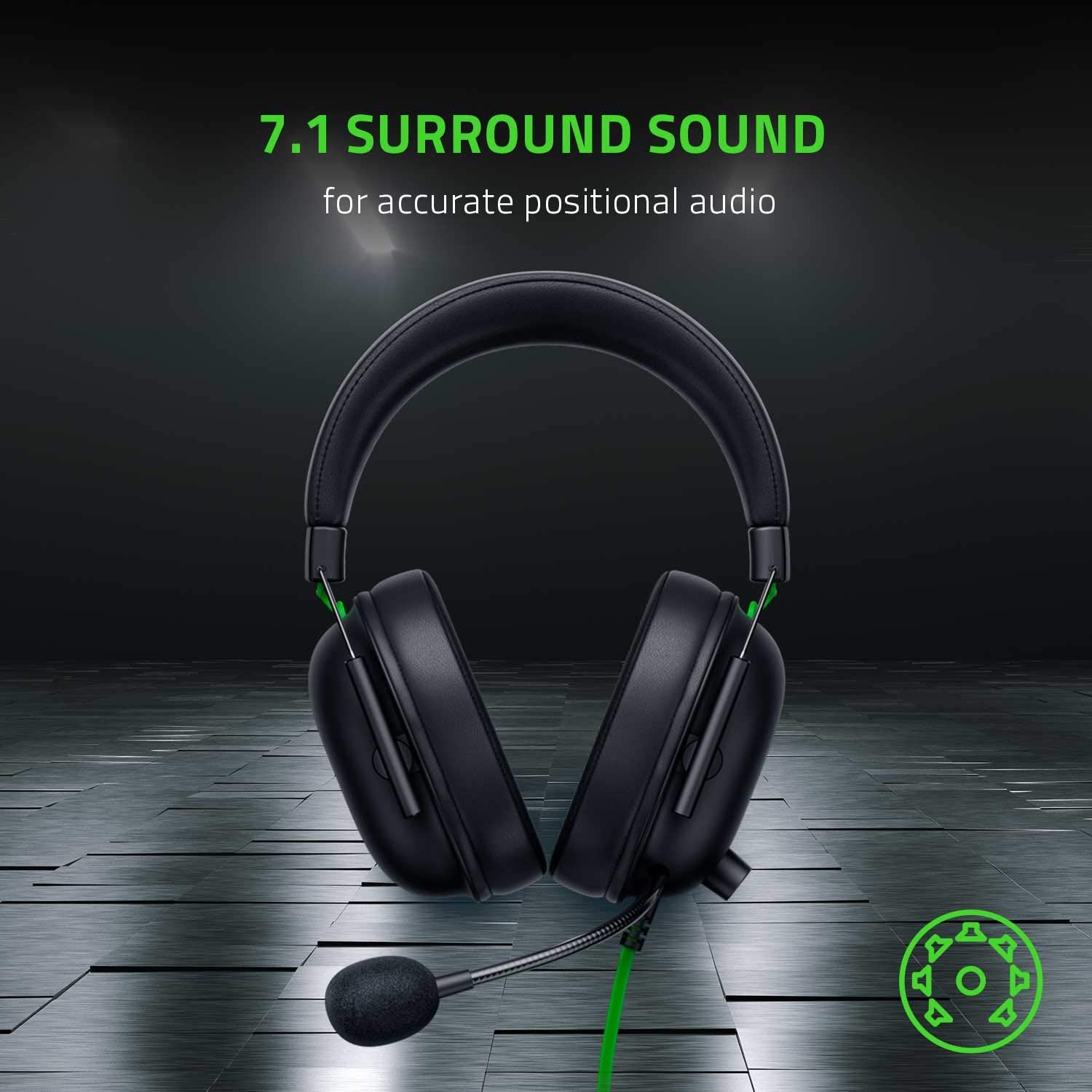 Razer BlackShark V2 X USB Wired Esports Gaming Over ear Headset, 7.1 Surround Sound, 50mm Drivers, 240g Lightweight, Noise Cancelling Mic, Hybrid Memory Foam Cushions - Black