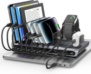UNITEK 140W USB-C Charging Station for Multiple Devices – Fast Charging Stand with Digital Display, Laptop/iPad/iPhone Charging Dock, Smartwatch & AirPods Holder