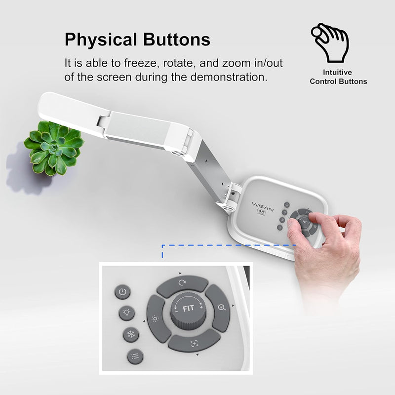 VIISAN VZ4 16MP USB Document Camera & Webcam 4K with HDMI/USB Dual Mode, 16X Digital Zoom, Capture Size A3, Built-in Microphone & LED, for Remote Work, Distance Teaching & Learning, Web Conferencing