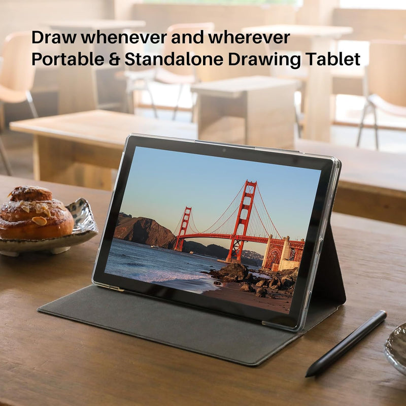 HUION Kamvas Slate 10 - تابلت رسم محمول مع قلم خالٍ من البطارية، 8192 مستوى ضغط، ذاكرة وصول عشوائي 8 جيجابايت، تخزين 128 جيجابايت، أندرويد 12، ومنطقة نشطة 10 بوصة للفن والتصميم الرقمي