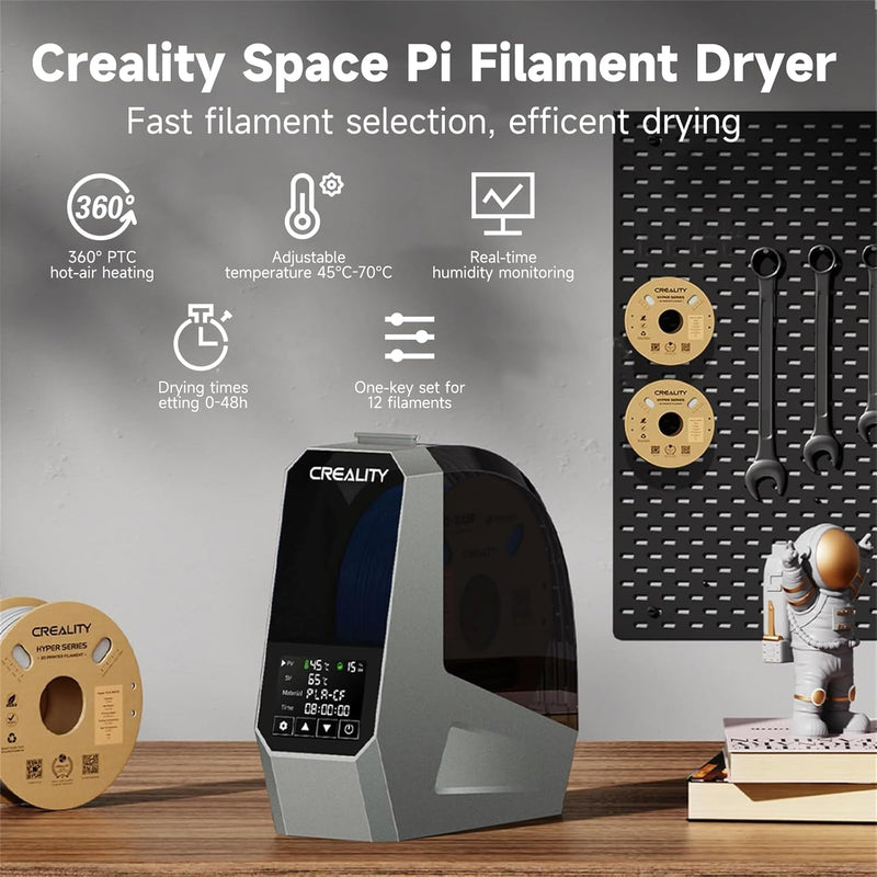 Creality Space Pi Filament Dryer, 360° 110W PTC Hot-Air Heating 3D Printer Filament Dryer Box with Fan, Filament Dehydrator Storage for PLA ABS PETG PA Filament 1.75 2.85mm