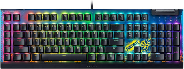 Razer BlackWidow V4 X - فورتنايت Edition Mechanical Gaming Keyboard with RGB (Yellow Switches, 6 Custom Macro Keys, Doubleshot ABS Keycaps) QWERTY US Keyboard | Fortnite