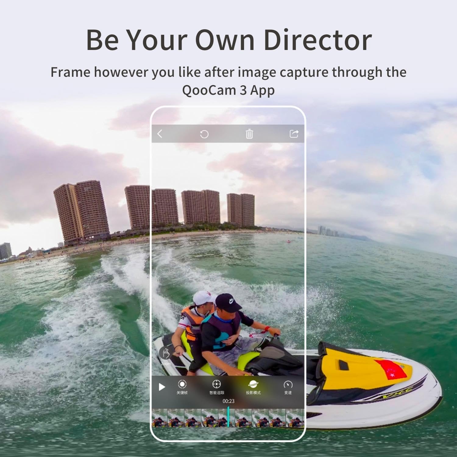 KanDao QooCam 3 Action Camera with Dual 1/1.55" Sensors, 5.7K 30FPS 360 Sports Camera, HDR Video, 62MP Panoramic Photo, DNG8, F1.6 Large Aperture, Stabilization, Waterproof, Superior Night Shot