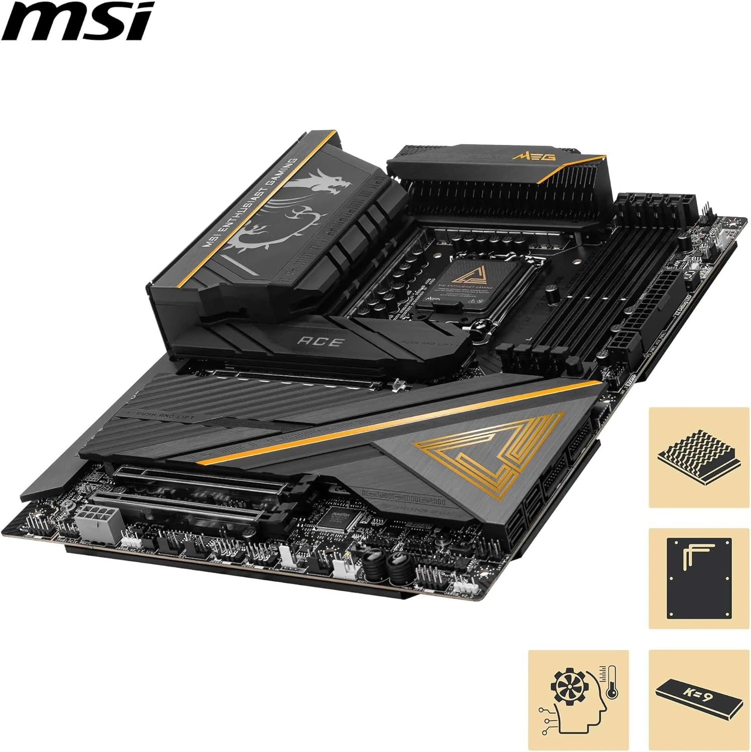MSI MEG Z890 Ace LGA 1851 ATX Motherboard, Intel Z890 Chipset, 4x DDR5 UDIMM Slots, Up to 256GB Max Memory, Wi-Fi 7 & BT 5.4, 3x PCI-E x16 Slots, 5x M.2 Slots, Black