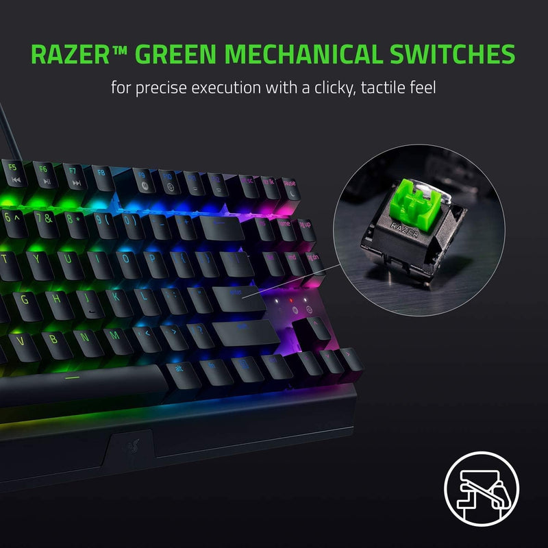 Razer BlackWidow V3 Tenkeyless - لوحة مفاتيح سلكية ميكانيكية للألعاب باللون الأسود - تصميم أمريكي