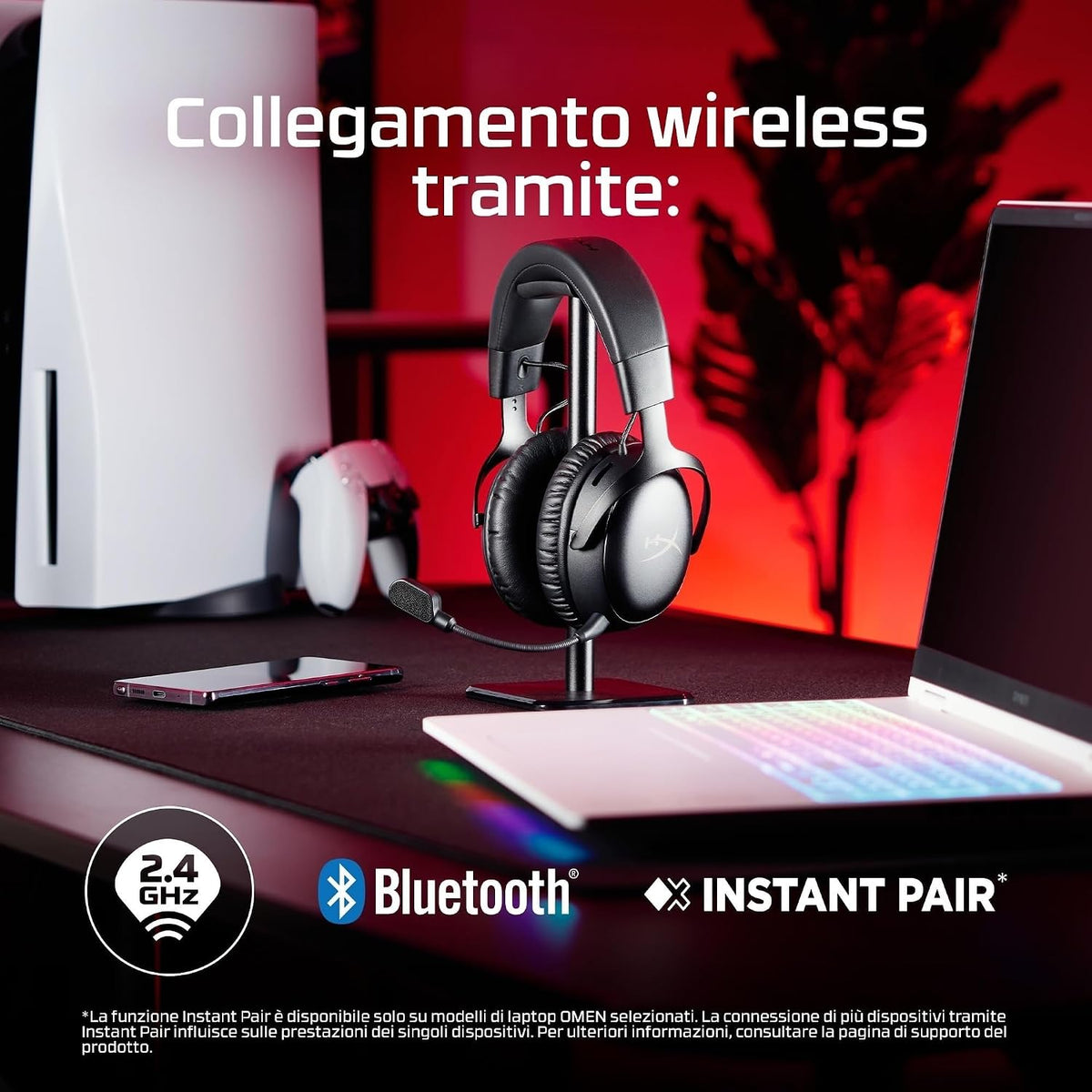HyperX Cloud III S Wireless Gaming Headset , 2.4GHz & Bluetooth 5.3 , Up to 120H Battery , 53mm Angled Drivers , Detachable 10mm Mic , DTS Headphone:X Spatial Audio  PC, PS5, Switch & Mobile