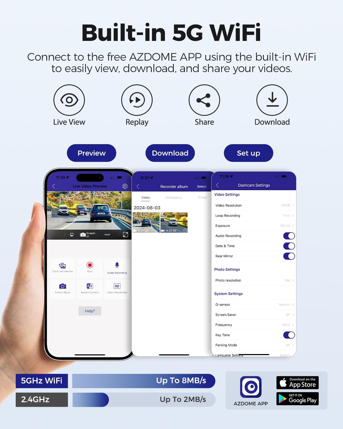 كاميرا داش AZDOME M300S 4K أمامية وخلفية – واي فاي 5.8G، GPS، زاوية واسعة 170°، بطاقة SD سعة 64GB مرفقة، تحكم صوتي، رؤية ليلية، مستشعر صدمات، مراقبة ركن 24 ساعة، تدعم حتى 256GB