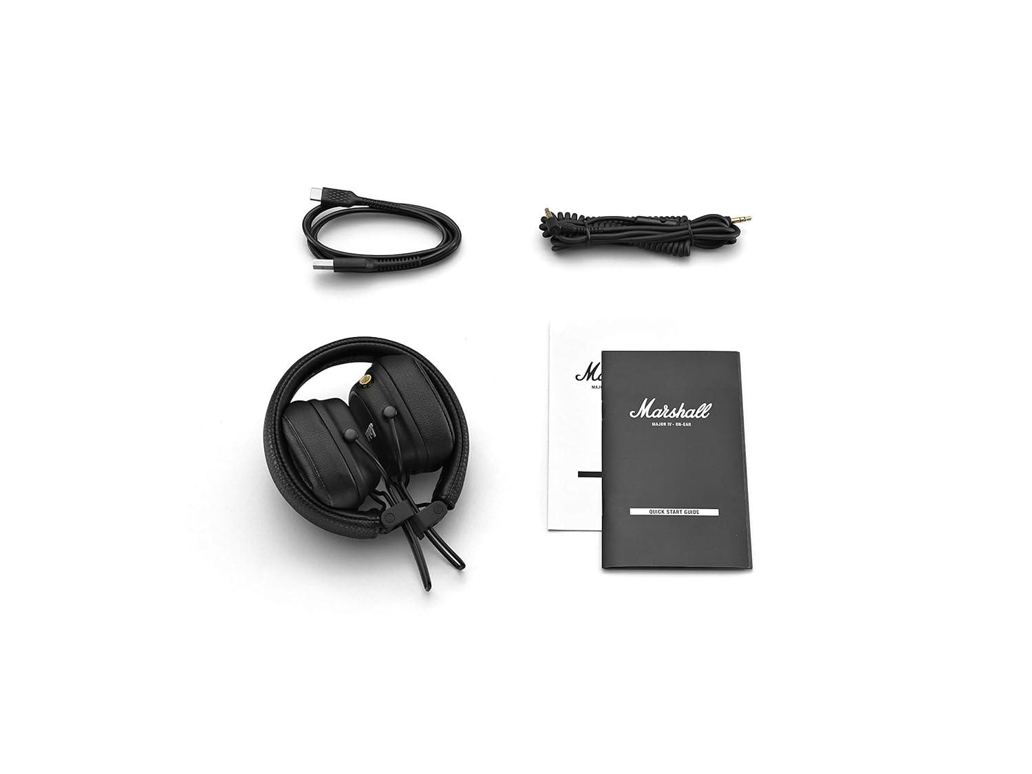 Marshall Major IV Wireless On-Ear Bluetooth Headphones , 80+ Hours Playtime , Wireless Charging , 40mm Dynamic Drivers , Bluetooth 5.0 & 3.5mm Wired Mode , Built-in Microphone , Foldable Design , Black