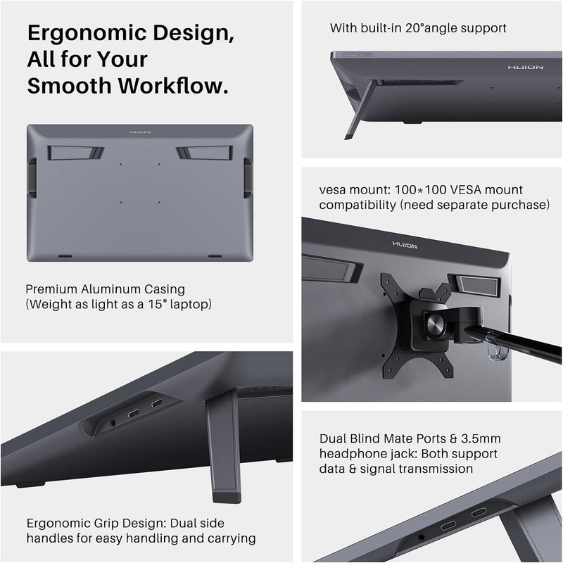 HUION KAMVAS Pro 19 4K UHD Drawing Tablet with Touch Screen, 96% Adobe RGB Drawing Monitor with 1.07 Billion Colors, PenTech 4.0 Stylus PW600, 16384 Pen Pressure, Slim Pen, Keydial Mini, 18.4inch