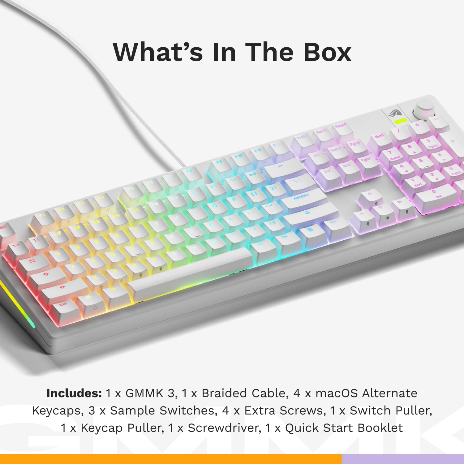 Glorious GMMK 3 HE 100% Prebuilt Mechanical Gaming Keyboard White – Hall Effect Magnetic Switches, Rapid Trigger, 8K Polling Rate, Hot-Swappable, RGB Lighting, Full-Size Keyboard with USB-C