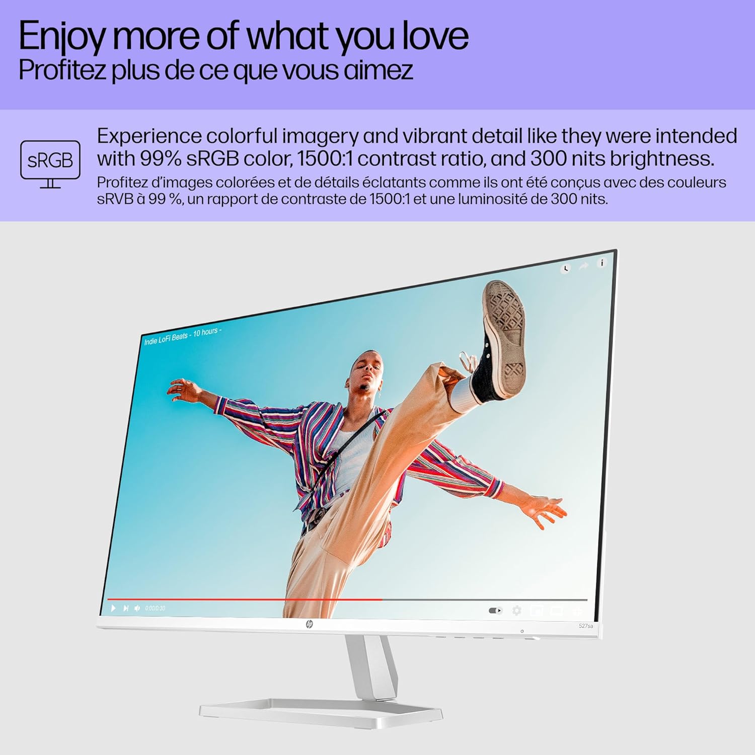 شاشة HP Series 5 مقاس 27 بوصة FHD، شاشة Full HD (1920 × 1080)، لوحة IPS، 99% sRGB، نسبة تباين 1500:1، 300 شمعة، راحة العين مع شهادة Eyesafe، 527sa 
