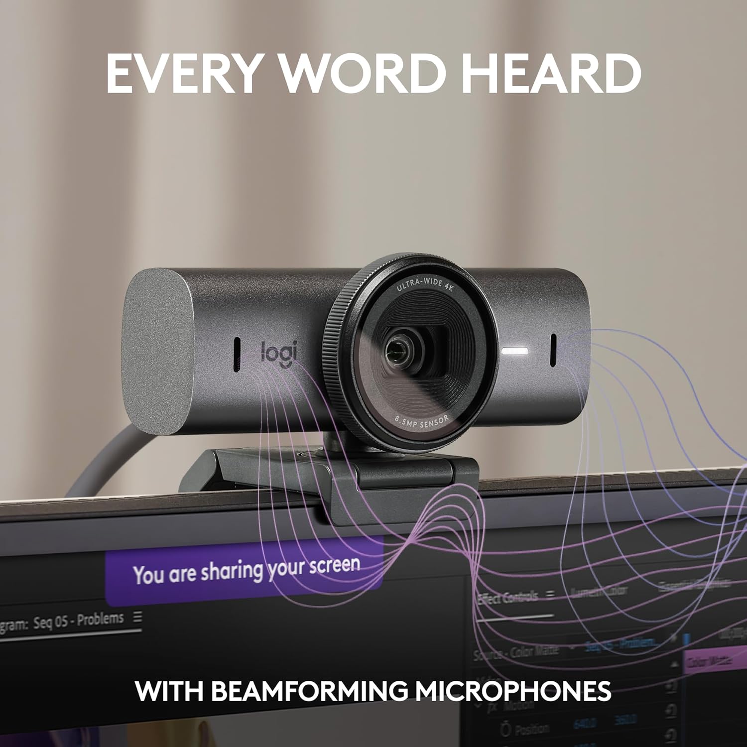 Logitech MX Brio 4K Webcam – AI‑Enhanced Ultra HD, USB‑C, Dual Beamforming Mics, Show Mode & Privacy Shutter
